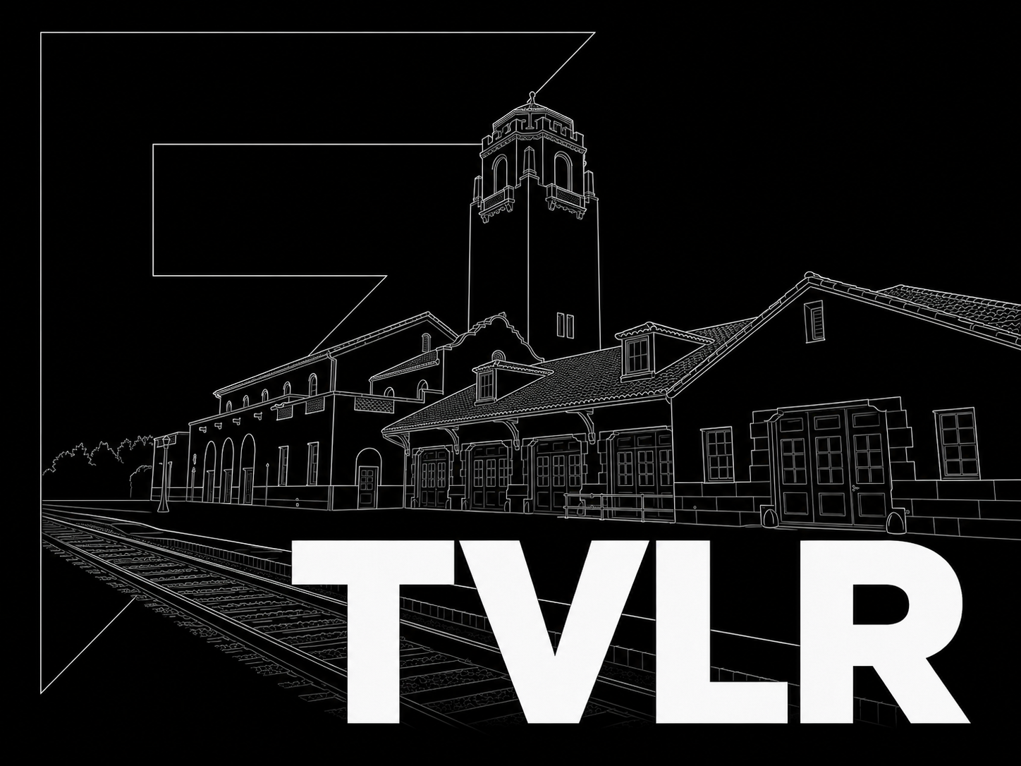 The Treasure Valley Light Rail cover: the Boise Depot and its tracks drawn in white line on black, with the party mark and the letters TVLR.